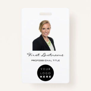 Custom Employee Photo Bar Code Logo Name Minimali ID Badge