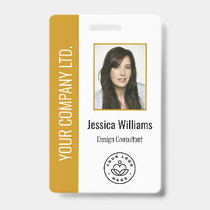 Custom Employee Photo, Bar Code, Logo, Name Ochre ID Badge