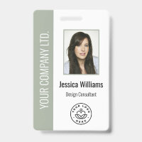 Custom Employee Photo, Bar Code, Logo, Name Sage