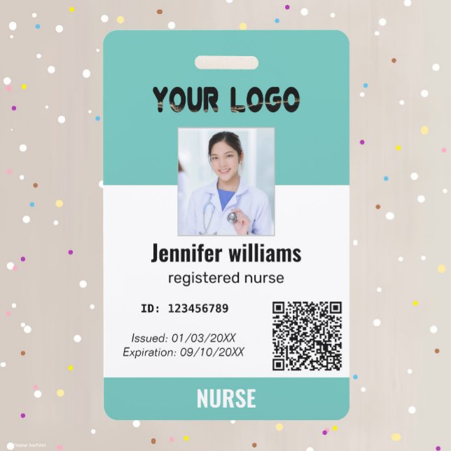 Custom Employee Photo, Bar Code, Logo, Teal ID ID Badge (Creator Uploaded)