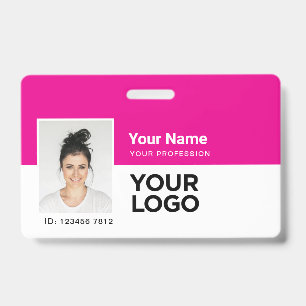 Custom Employee   Photo Bar or Qr Code Logo Name ID Badge