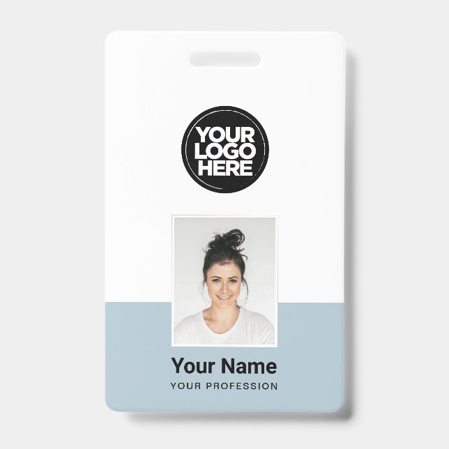Custom Employee - Photo, BarCode, Large Logo, Name ID Badge (Front)