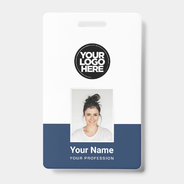 Custom Employee - Photo, BarCode, Large Logo, Name ID Badge (Front)
