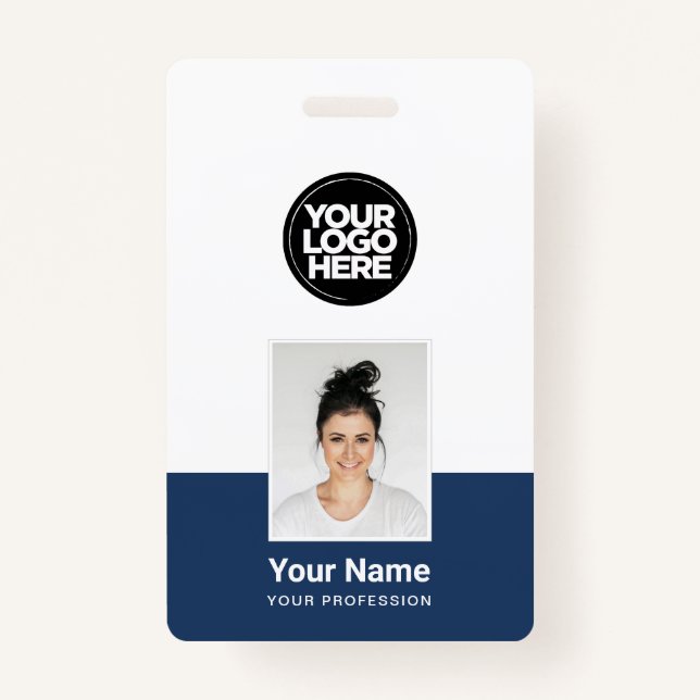 Custom Employee - Photo, BarCode, Large Logo, Name ID Badge (Front)