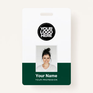 Custom Employee - Photo, BarCode, Large Logo, Name ID Badge