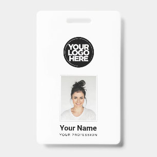 Custom Employee - Photo, BarCode, Large Logo, Name ID Badge