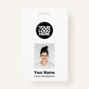 Custom Employee - Photo, BarCode, Large Logo, Name ID Badge