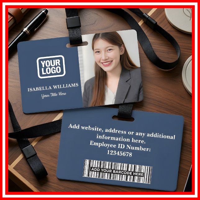 Custom Employee Photo, Barcode, Logo, Name Badge ID Badge (Creator Uploaded)