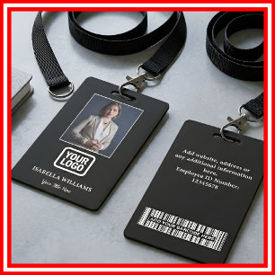 Custom Employee Photo, Barcode, Logo, Name Badge ID Badge