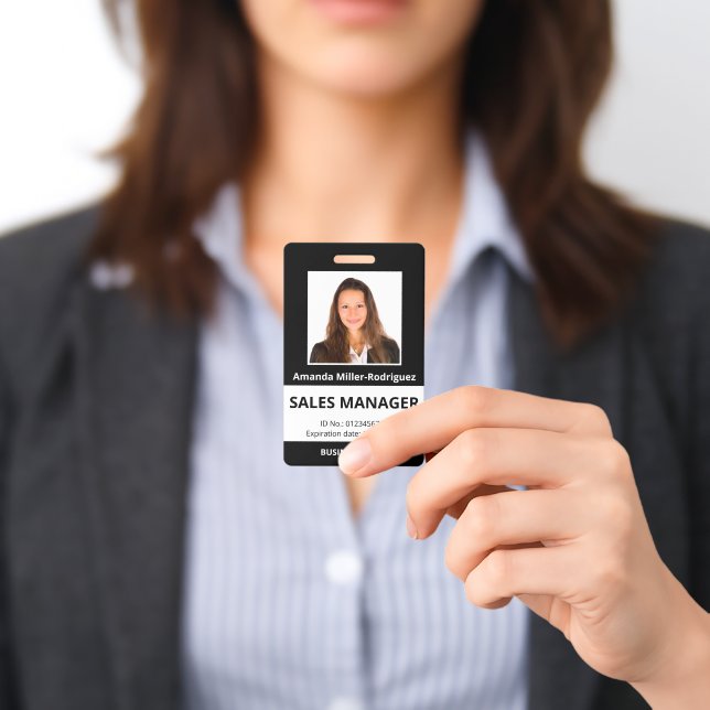 Custom Employee Photo Black White ID Badge (Presented)