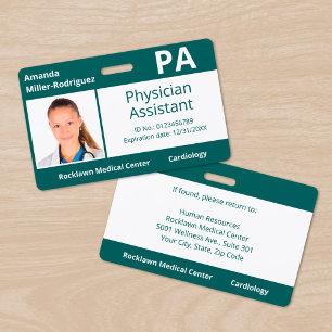 Custom Employee Photo Blue-Green Hospital ID ID Badge