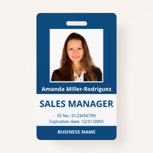 Custom Employee Photo Blue White ID ID Badge