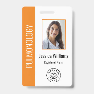 Custom Employee Photo Blue White Medical ID Orange Badge