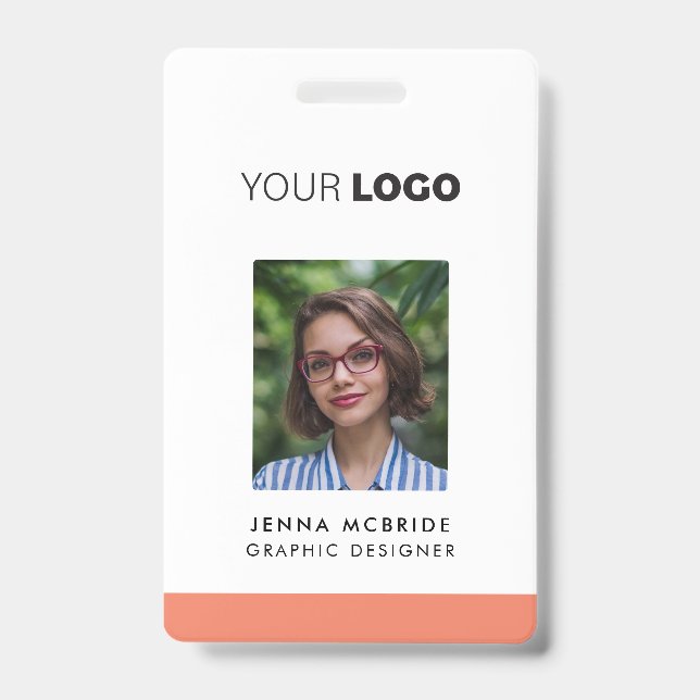 Custom Employee Photo Card, Logo, Barcode, Name ID Badge (Front)