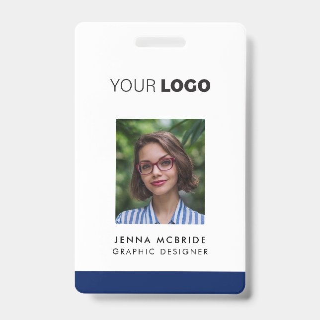 Custom Employee Photo Card, Logo, Barcode, Name ID Badge (Front)