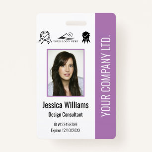 Custom Employee Photo Certification Purple ID ID Badge