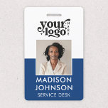 Custom Employee Photo Company Logo Blue Name ID ID Badge<br><div class="desc">Custom Employee Photo Company Logo Blue Name ID Badge</div>