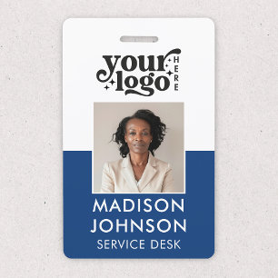 Custom Employee Photo Company Logo Blue Name ID ID Badge