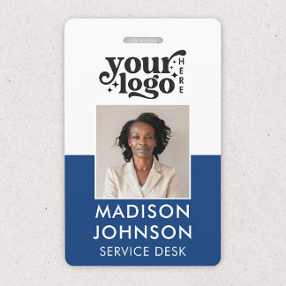 Custom Employee Photo Company Logo Blue Name ID ID Badge