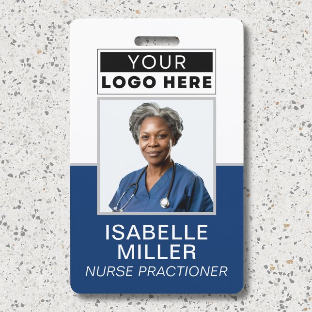 Custom Employee Photo Company Logo ID Navy  ID Badge (Creator Uploaded)