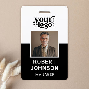 Custom Employee Photo Company Logo Modern Name  ID Badge