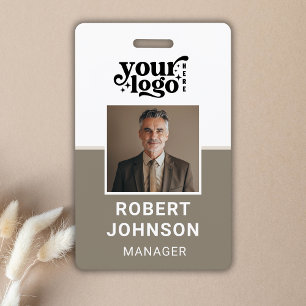 Custom Employee Photo Company Logo Modern Name  ID Badge