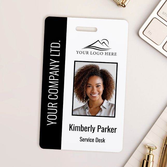 Custom Employee Photo Company Logo Modern Name ID Badge (Creator Uploaded)
