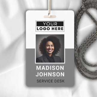 Custom Employee Photo Company Logo Modern Name ID Badge