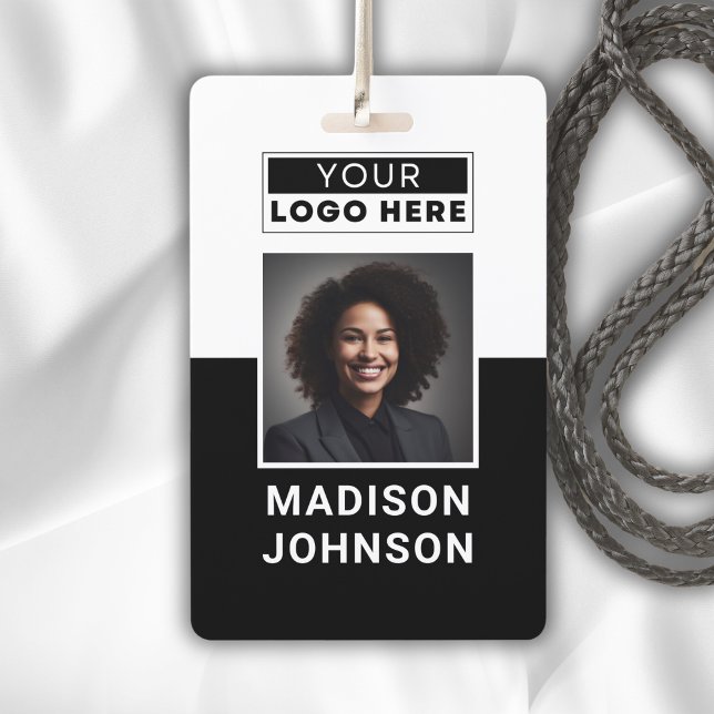 Custom Employee Photo Company Logo Modern Name ID Badge (Custom Employee Photo Company Logo Modern Name Badge)