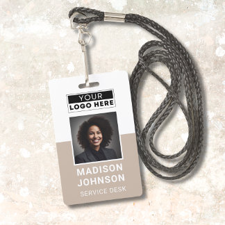 Custom Employee Photo Company Logo Modern Name ID Badge
