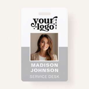 Custom Employee Photo Company Logo Modern QR ID Badge