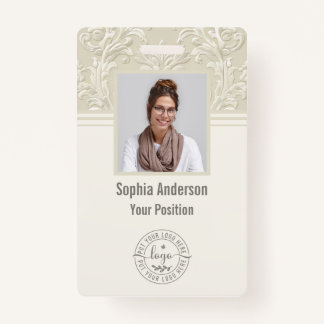 Custom Employee Photo Company QR Code Classic ID Badge