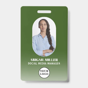 Custom Employee Photo Gradient Arch Green Badge ID Badge