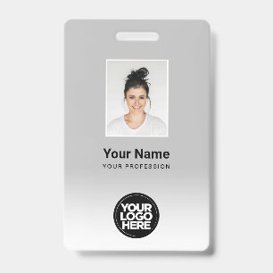 Custom Employee Photo Gradient Light Grey ID Badge