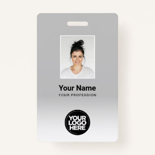 Custom Employee Photo Gradient Light Grey ID Badge