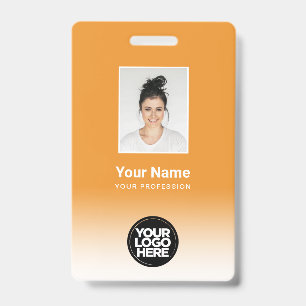 Custom Employee Photo Gradient Orange ID Badge
