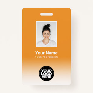 Custom Employee Photo Gradient Orange ID Badge