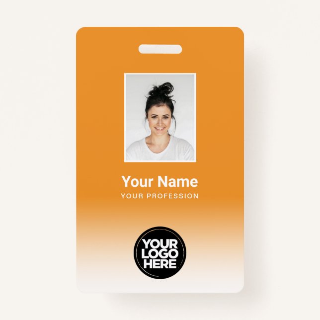 Custom Employee Photo Gradient Orange ID Badge (Front)