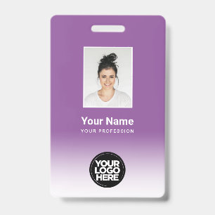 Custom Employee Photo Gradient Purple ID Badge