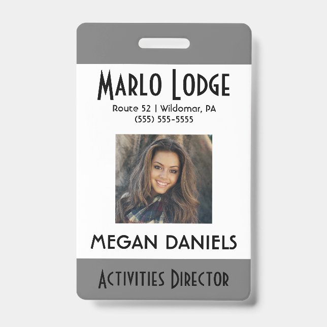 Custom Employee Photo ID Badge - Grey (Front)