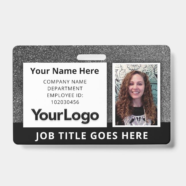 Custom Employee Photo ID Badge Professional Info (Front)