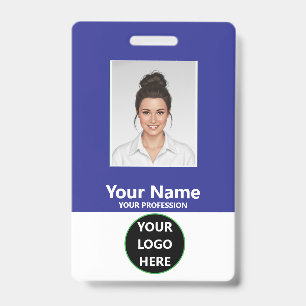 Custom Employee Photo ID Badge with Barcode, Logo 