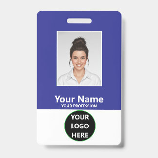 Custom Employee Photo ID Badge with Barcode, Logo