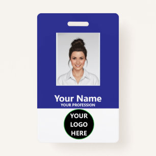 Custom Employee Photo ID Badge with Barcode, Logo 