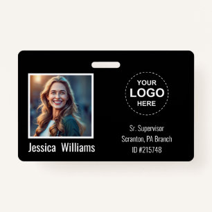 Custom Employee Photo ID Badge with Logo & Barcode