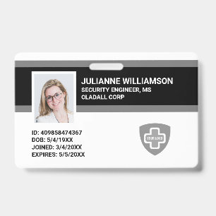 Custom Employee Photo ID, Barcode & Logo Company ID Badge