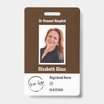 Custom Employee Photo  ID BarCode Logo Name Badge