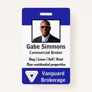 Custom Employee Photo ID - Blue, Vertical ID Badge