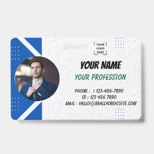Custom Employee Photo ID Company, Logo, Name Badge