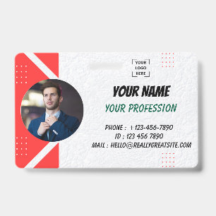 Custom Employee Photo ID Company, Logo, Name Badge